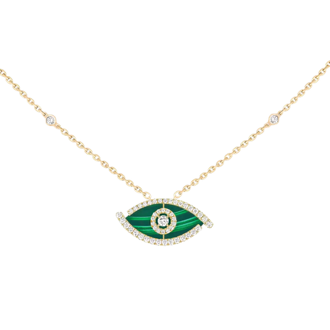 Women Jewellery  MESSIKA, Lucky Eye Pave Malachite Necklace, SKU: 12592-YG | timeolution.com