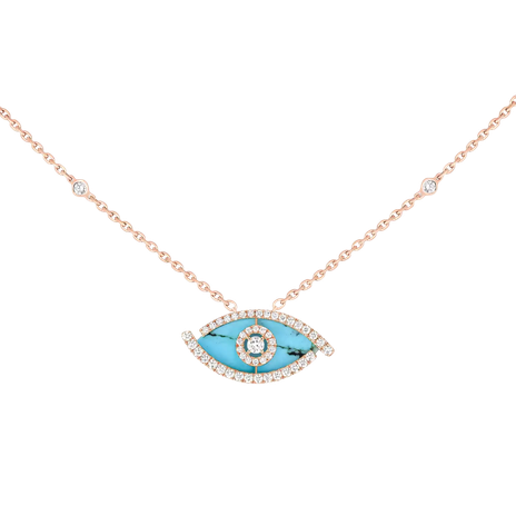 Women Jewellery  MESSIKA, Lucky Eye Pave Turquoise Necklace, SKU: 12952-PG | timeolution.com