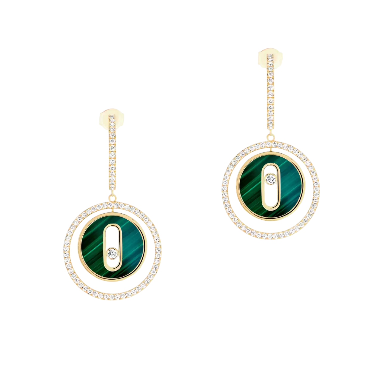 Women Jewellery  MESSIKA, Lucky Move Malachite Earrings, SKU: 12965-YG | timeolution.com