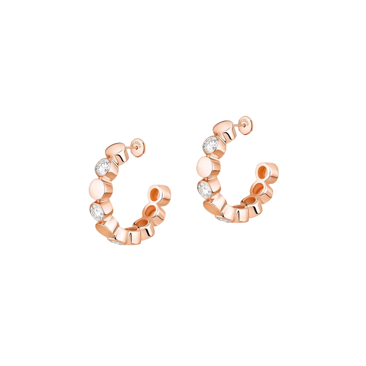 Women Jewellery  MESSIKA, D-Vibes Pink Gold Diamond Mini Hoop Earrings, SKU: 13450-PG | timeolution.com