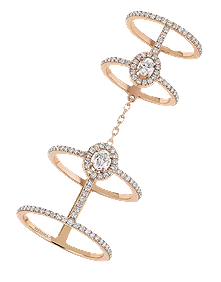 Glam'Azone Pink Gold Double Pavé Diamond Ring