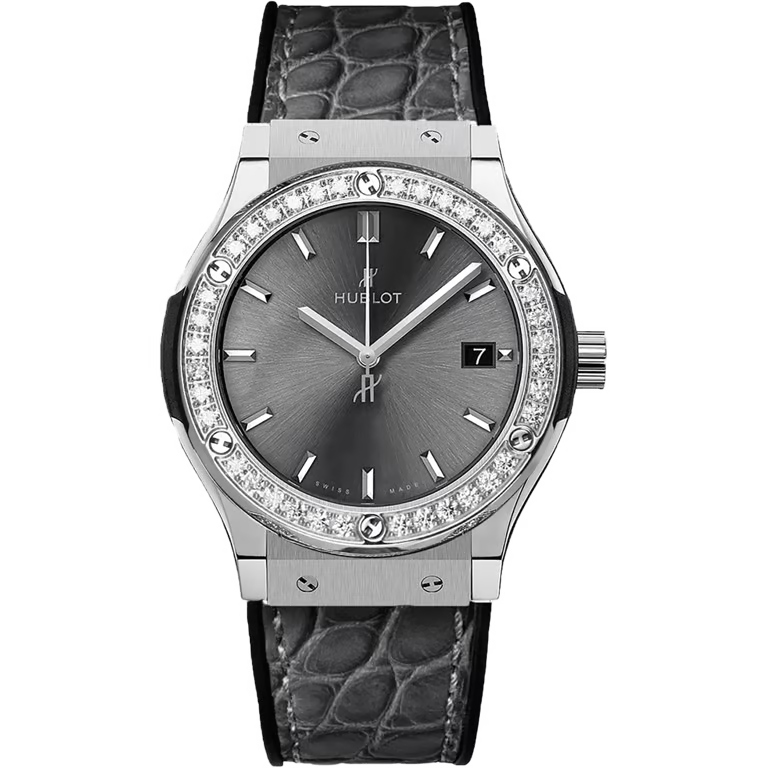 Ladies' watch  HUBLOT, Classic Fusion Titanium Diamonds / 33mm, SKU: 581.NX.7071.LR.1104 | timeolution.com