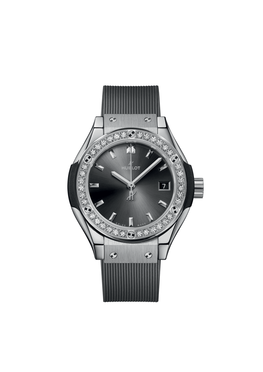 Ladies' watch  HUBLOT, Classic Fusion Titanium Grey Diamonds / 29mm, SKU: 591.NX.7070.RX.1204 | timeolution.com