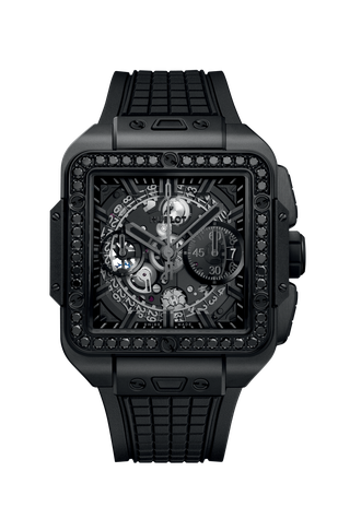 Men's watch / unisex  HUBLOT, Square Bang Unico All Black Diamonds / 42mm, SKU: 821.CX.0140.RX.1200 | timeolution.com