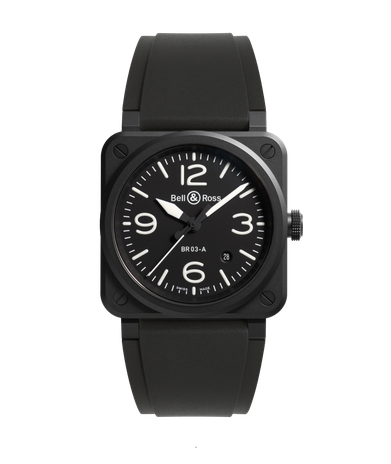 Men's watch / unisex  BELL & ROSS, BR 03 Black Matte / 41mm, SKU: BR03A-BL-CE/SRB | timeolution.com