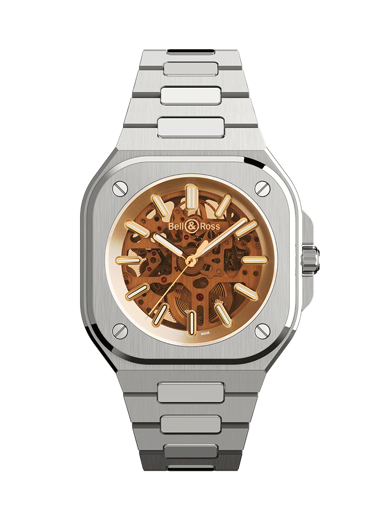 Men's watch / unisex  BELL & ROSS, BR 05 Skeleton Golden / 40mm, SKU: BR05A-CH-SKST/SST | timeolution.com