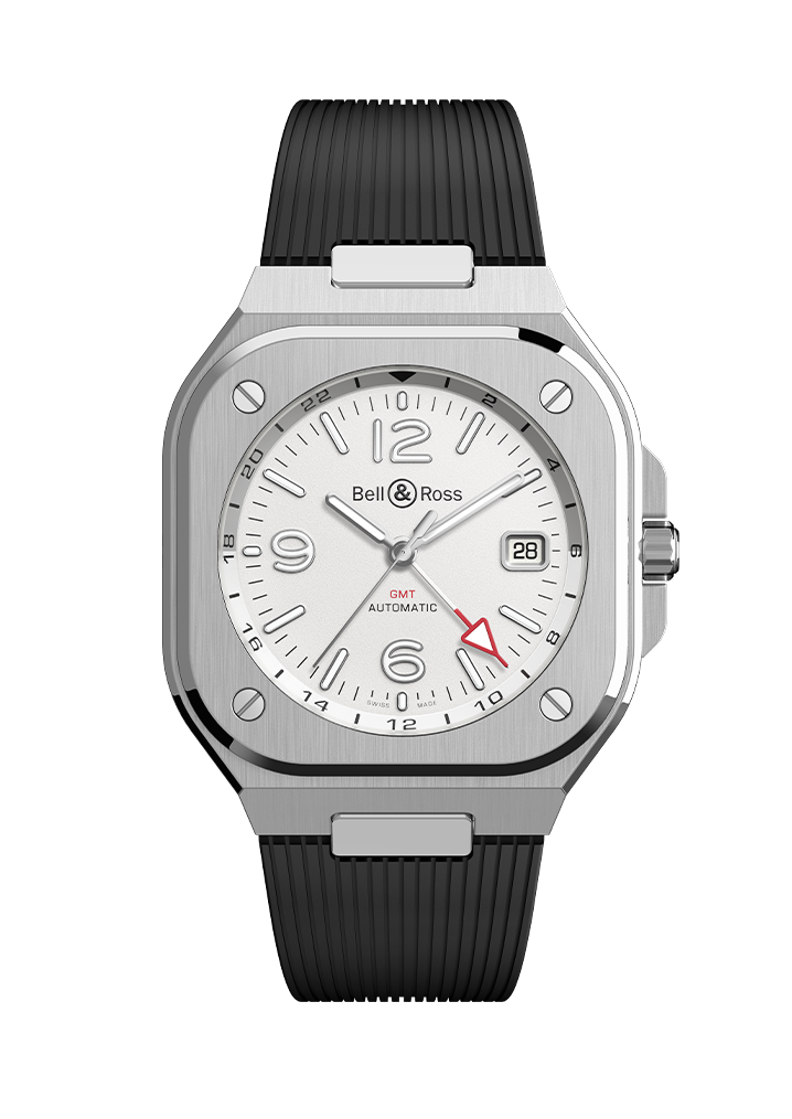 Men's watch / unisex  BELL & ROSS, BR 05 GMT White / 41mm, SKU: BR05G-SI-ST/SRB | timeolution.com