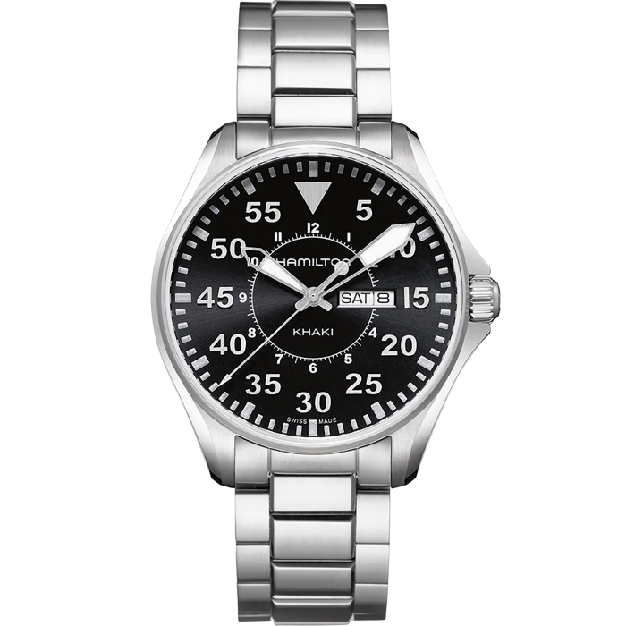 Men's watch / unisex  HAMILTON, Khaki Aviation Pilot Day Date Quartz / 42mm, SKU: H64611135 | timeolution.com