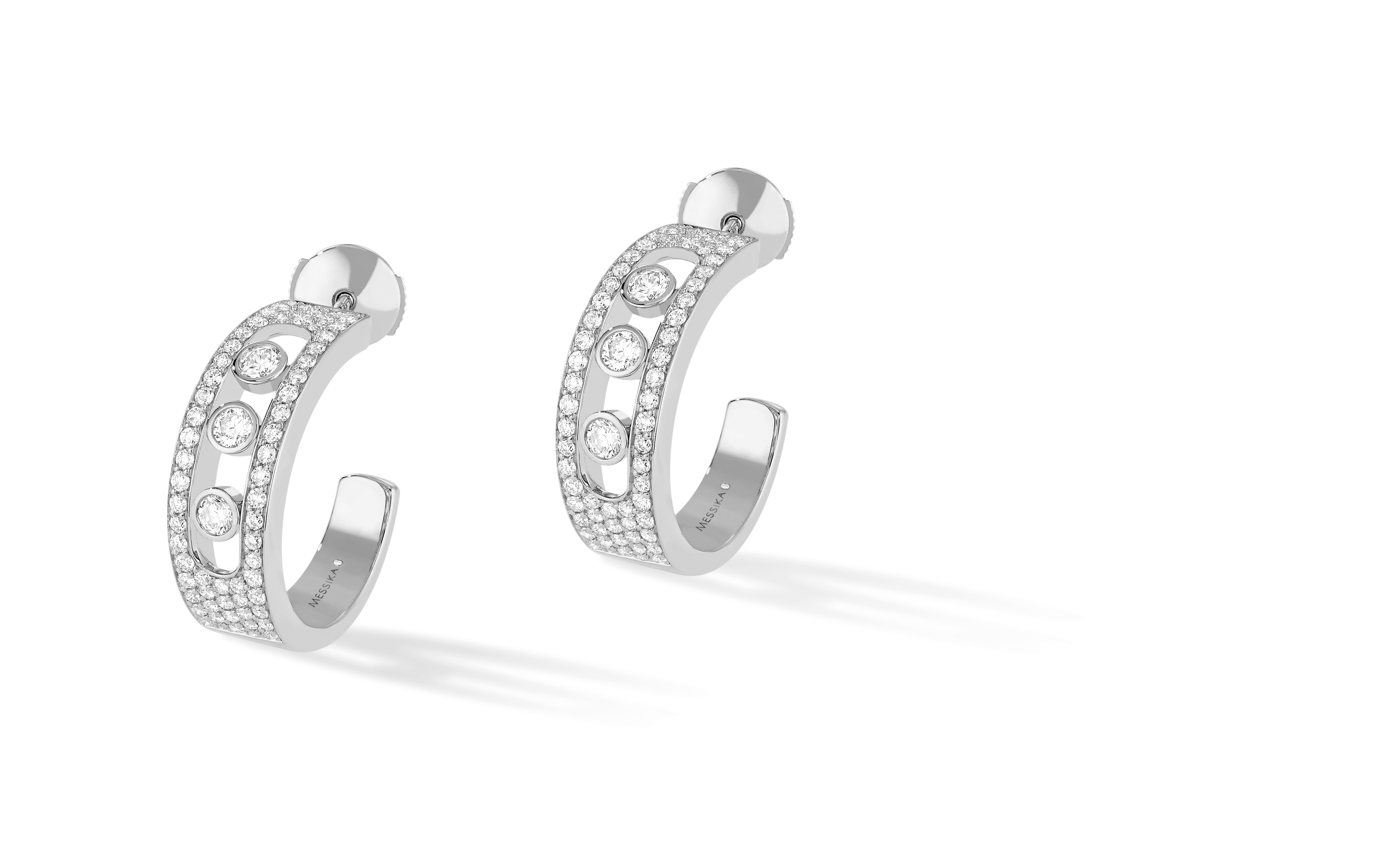 Women Jewellery  MESSIKA, Move Joaillerie MM Paved Hoop Earrings, SKU: 04711-WG | timeolution.com