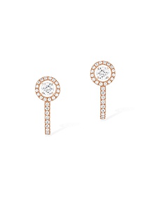 Joy Hoop Round Diamonds 2x0.10ct Pink Gold Earrings