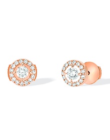 Joy Round 2x0.10ct Diamonds Pink Gold Earrings