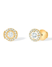 Joy Round 2x0.10ct Diamonds Yellow Gold Earrings