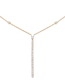 Gatsby Vertical Bar Pink Gold Diamond Necklace