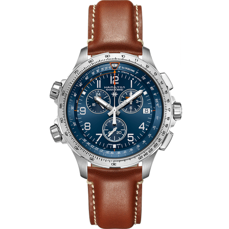 Men's watch / unisex  HAMILTON, Khaki Aviation X-Wind GMT Chrono Quartz / 46mm, SKU: H77922541 | timeolution.com