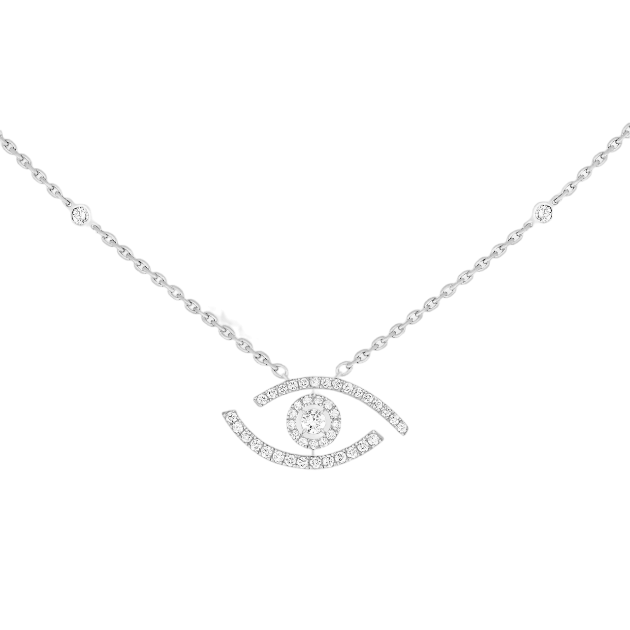 Women Jewellery  MESSIKA, Lucky Eye Pave Necklace, SKU: 07525-WG | timeolution.com