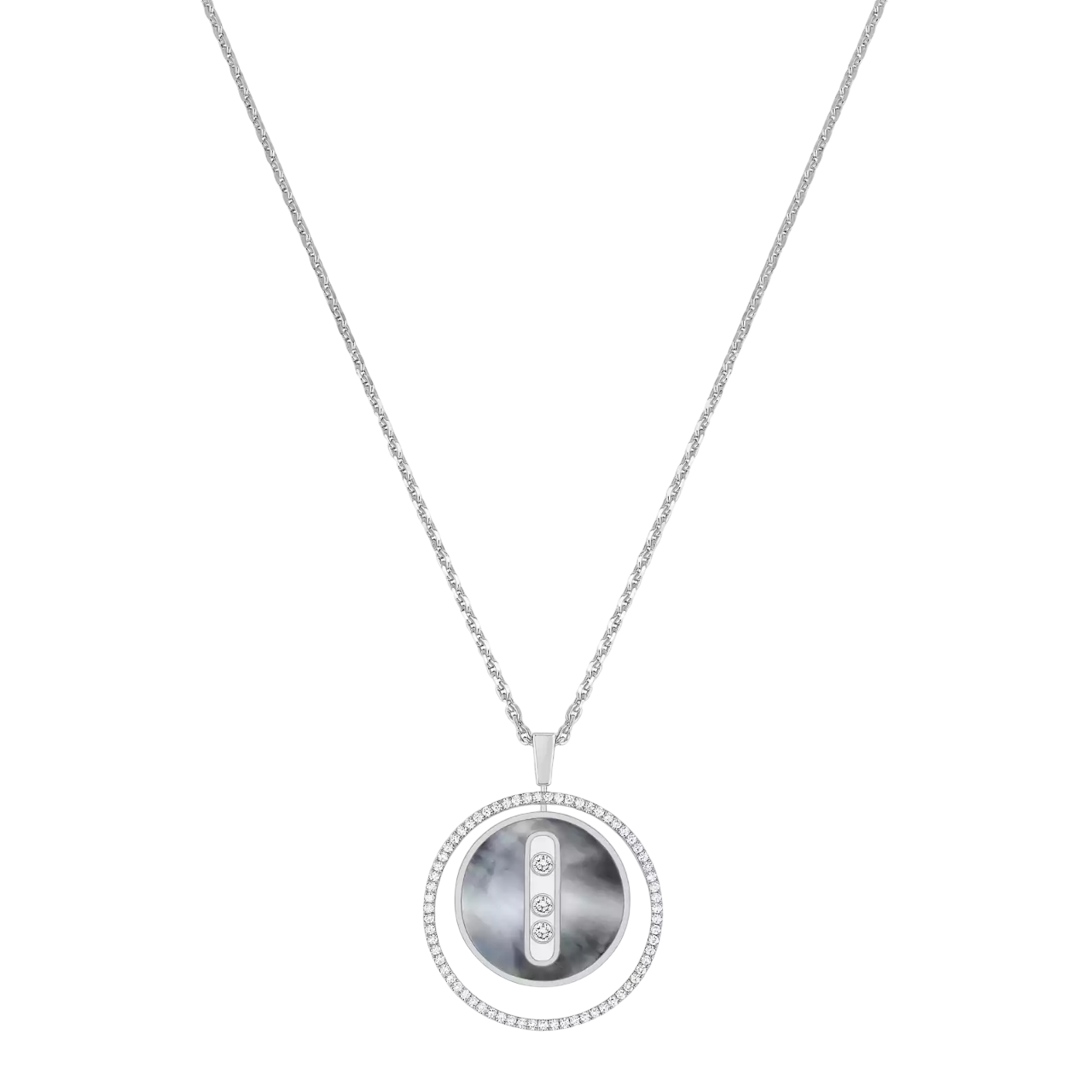 Women Jewellery  MESSIKA, Lucky Move MM Grey Mother-of-Pearl Necklace, SKU: 10837-WG | timeolution.com