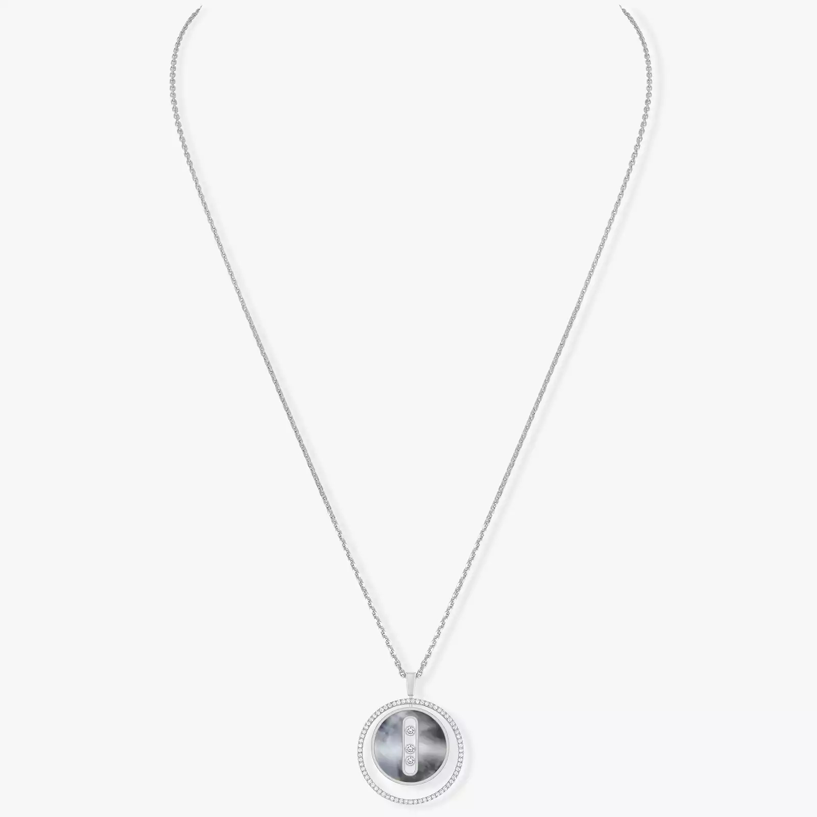 Women Jewellery  MESSIKA, Lucky Move MM Grey Mother-of-Pearl Necklace, SKU: 10837-WG | timeolution.com