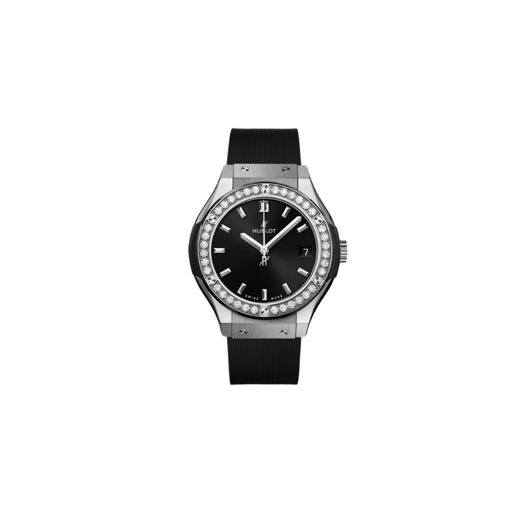 Ladies' watch  HUBLOT, Classic Fusion Titanium Diamonds / 33mm, SKU: 581.NX.1470.RX.1104 | timeolution.com