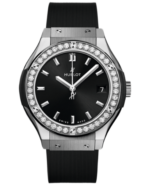 Ladies' watch  HUBLOT, Classic Fusion Titanium Diamonds / 33mm, SKU: 581.NX.1470.RX.1104 | timeolution.com