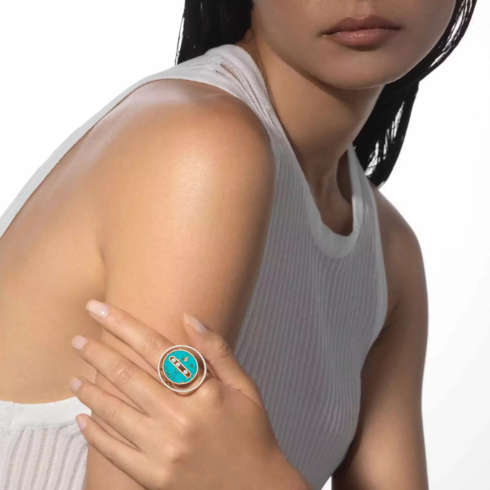 Women Jewellery  MESSIKA, Lucky Move Turquoise Ring LM, SKU: 11721-PG | timeolution.com