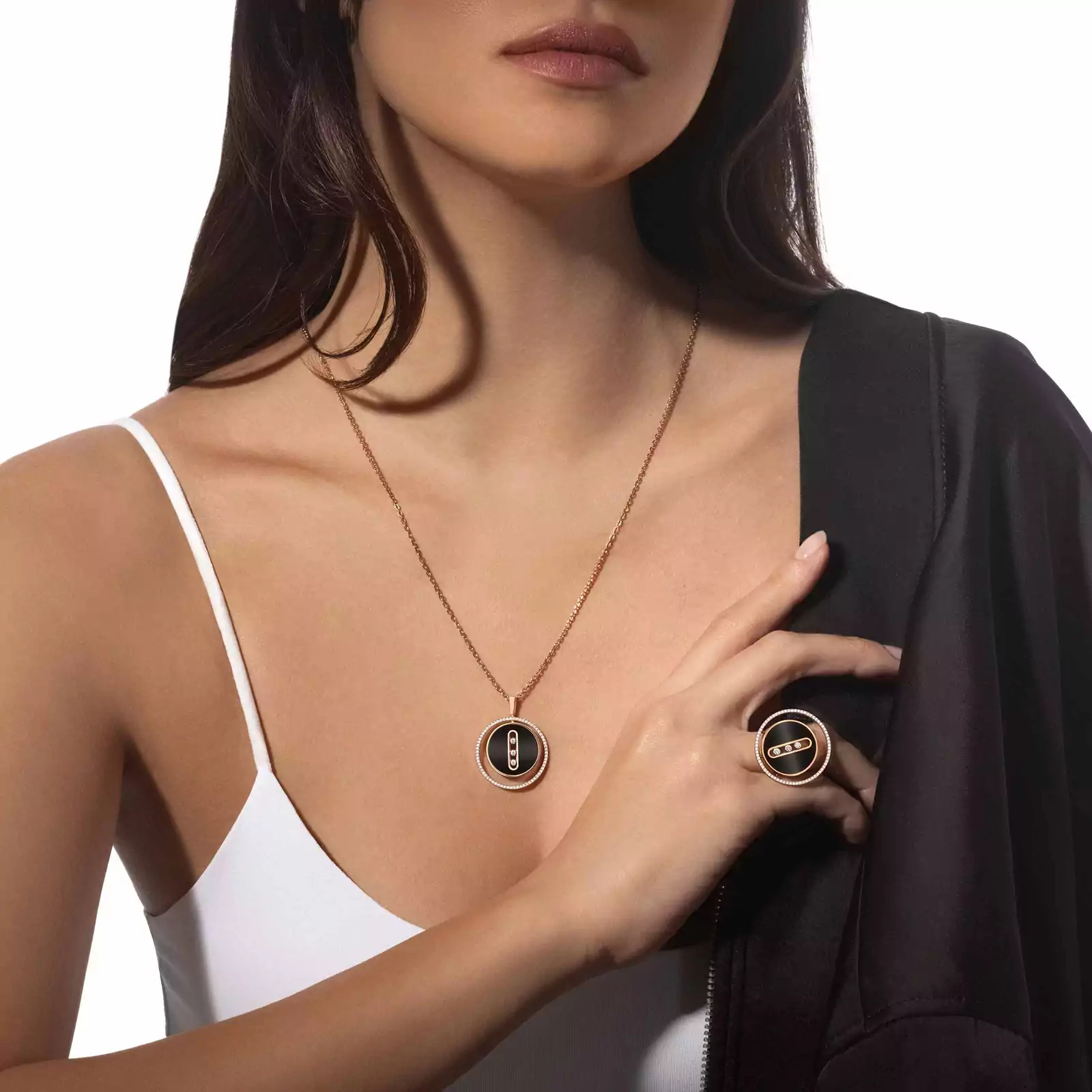 Women Jewellery  MESSIKA, Lucky Move Onyx Ring LM, SKU: 12323-PG | timeolution.com