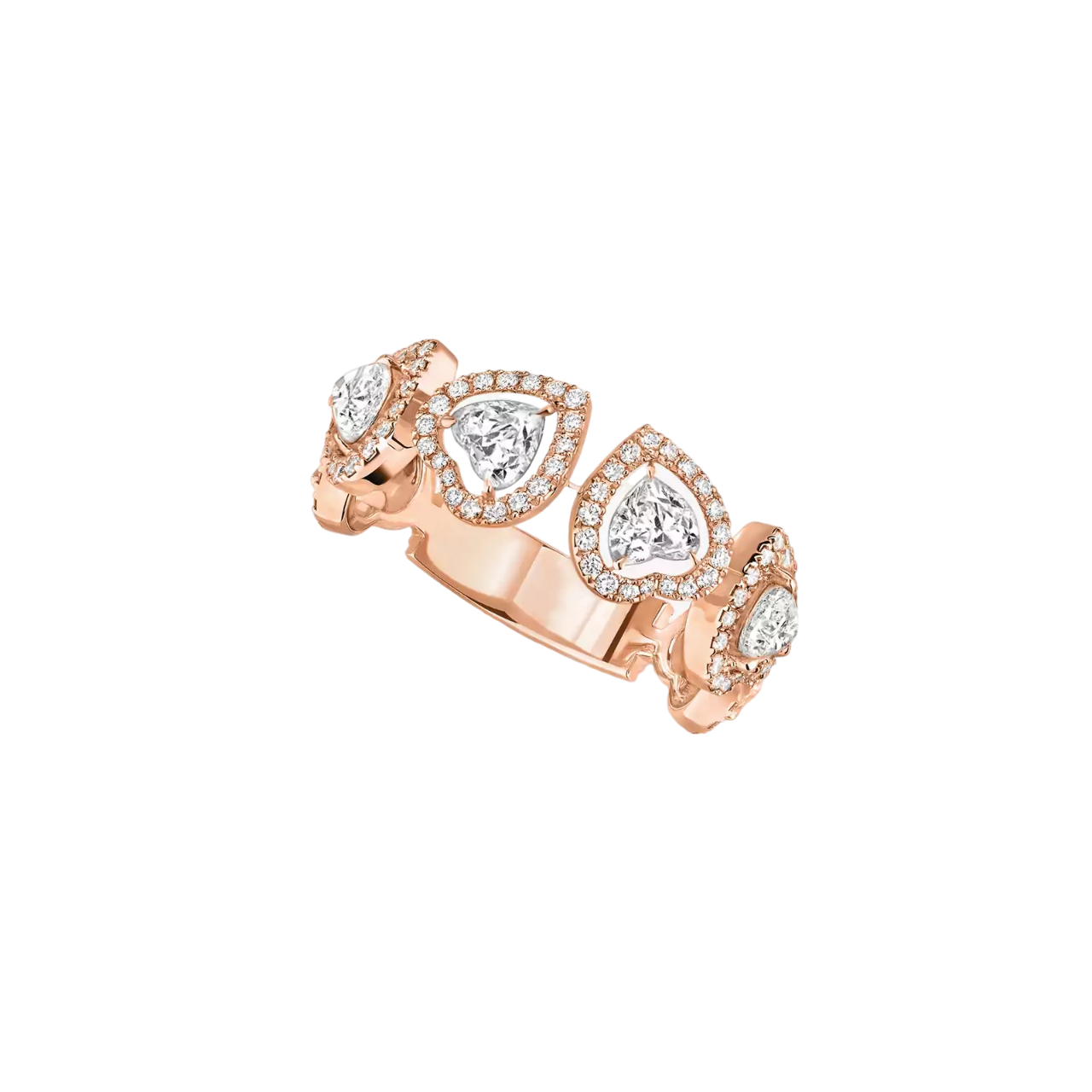 Women Jewellery  MESSIKA, Joy Cœur Multi Diamond Pink Gold Wedding Ring, SKU: 12471-PG | timeolution.com