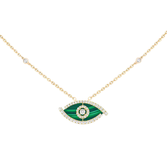 Women Jewellery  MESSIKA, Lucky Eye Pave Malachite Necklace, SKU: 12592-YG | timeolution.com