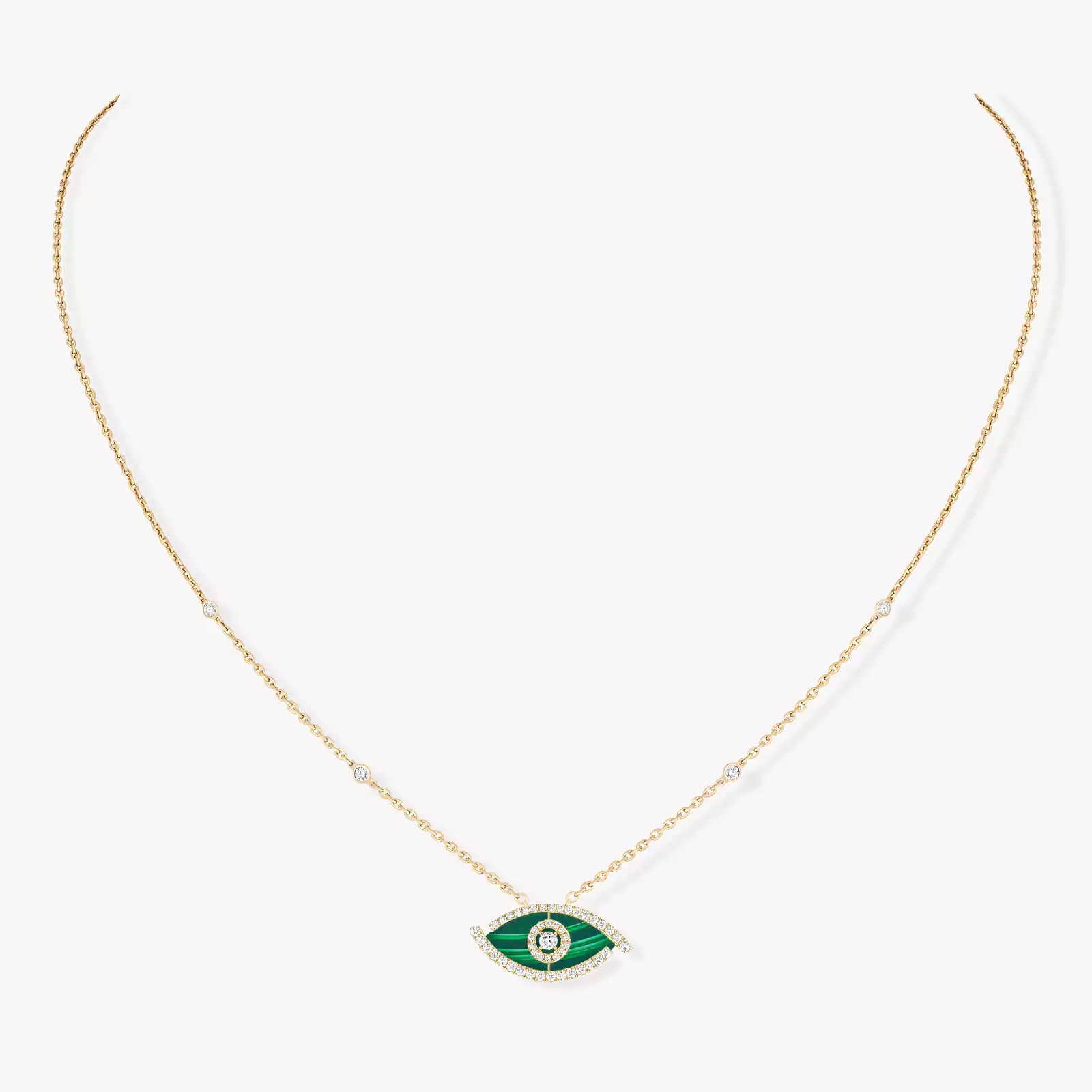 Women Jewellery  MESSIKA, Lucky Eye Pave Malachite Necklace, SKU: 12592-YG | timeolution.com