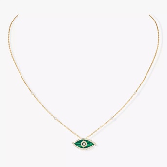 Women Jewellery  MESSIKA, Lucky Eye Pave Malachite Necklace, SKU: 12592-YG | timeolution.com