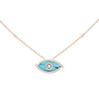 Women Jewellery  MESSIKA, Lucky Eye Pave Turquoise Necklace, SKU: 12952-PG | timeolution.com