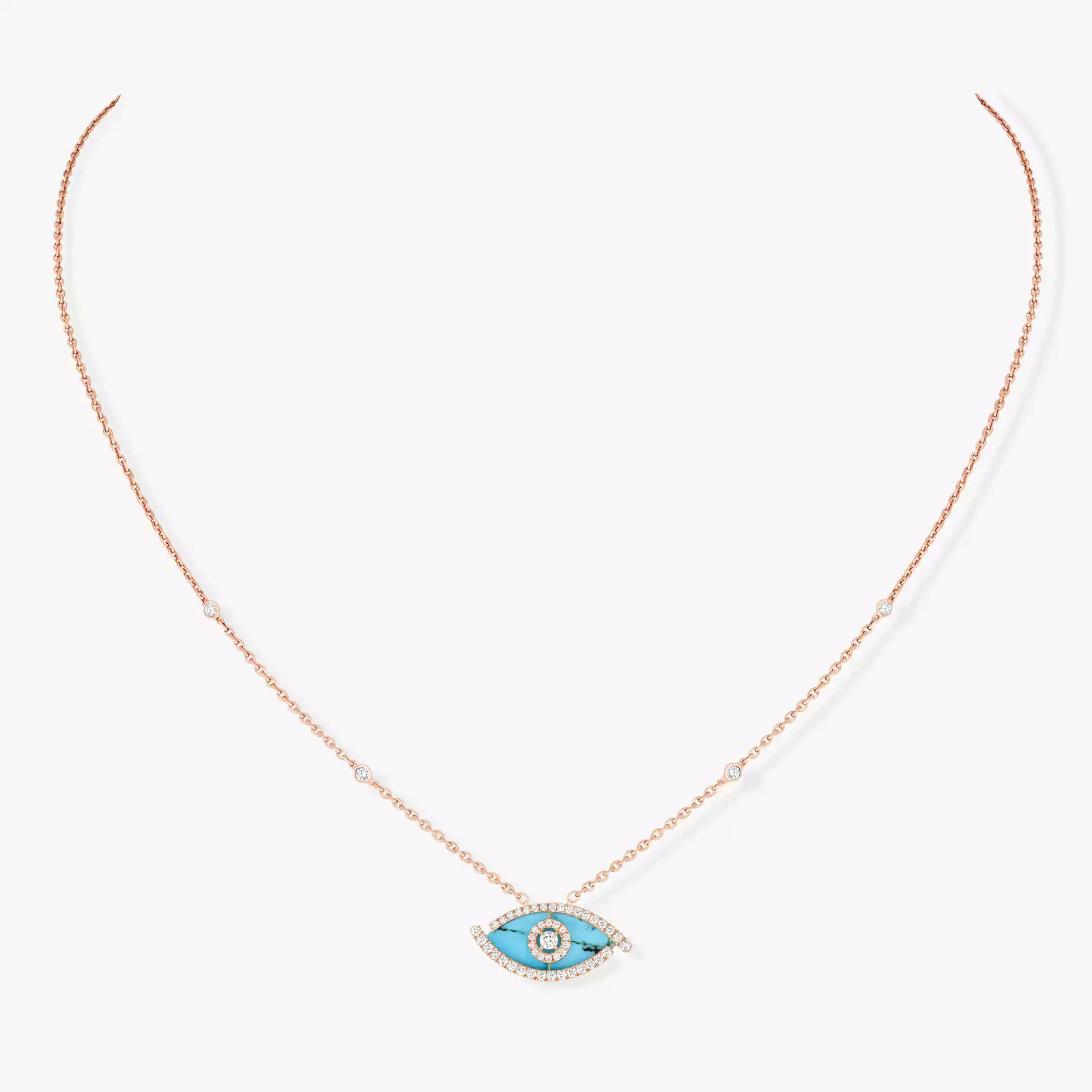 Women Jewellery  MESSIKA, Lucky Eye Pave Turquoise Necklace, SKU: 12952-PG | timeolution.com