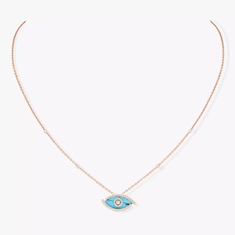 Women Jewellery  MESSIKA, Lucky Eye Pave Turquoise Necklace, SKU: 12952-PG | timeolution.com