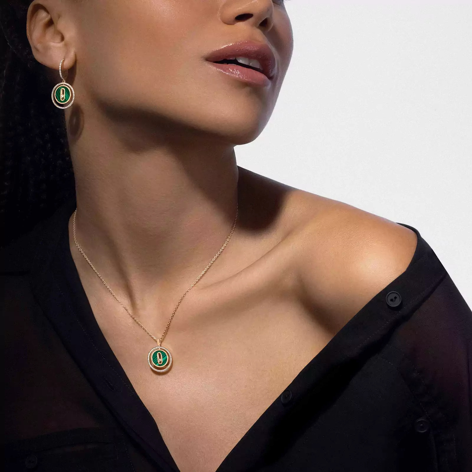 Women Jewellery  MESSIKA, Lucky Move Malachite Earrings, SKU: 12965-YG | timeolution.com