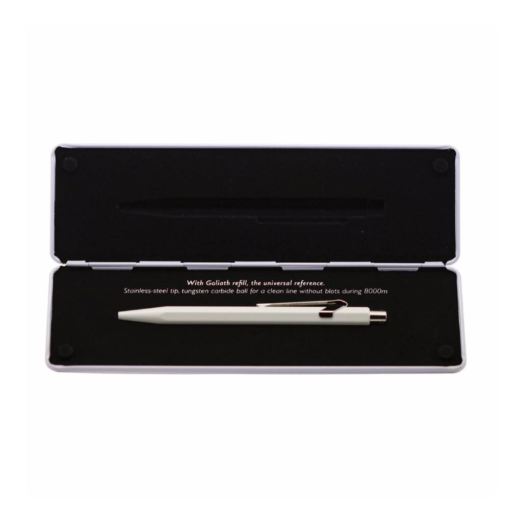  CARAN D’ACHE, 849 Pop Line White Ballpoint Pen, with holder, SKU: 849.502 | timeolution.com