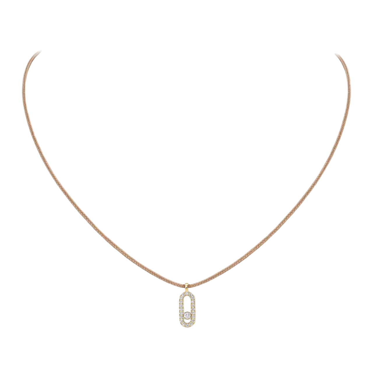 Women Jewellery  MESSIKA, Messika Care(s) Beige Cord Pave Necklace, SKU: 14105-YG | timeolution.com