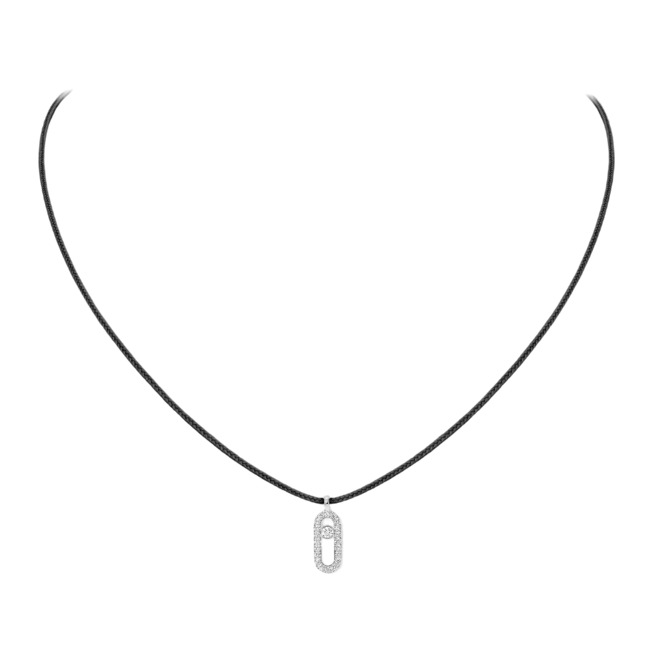 Women Jewellery  MESSIKA, Messika Care(s) Black Cord Pave Necklace, SKU: 14142-WG | timeolution.com