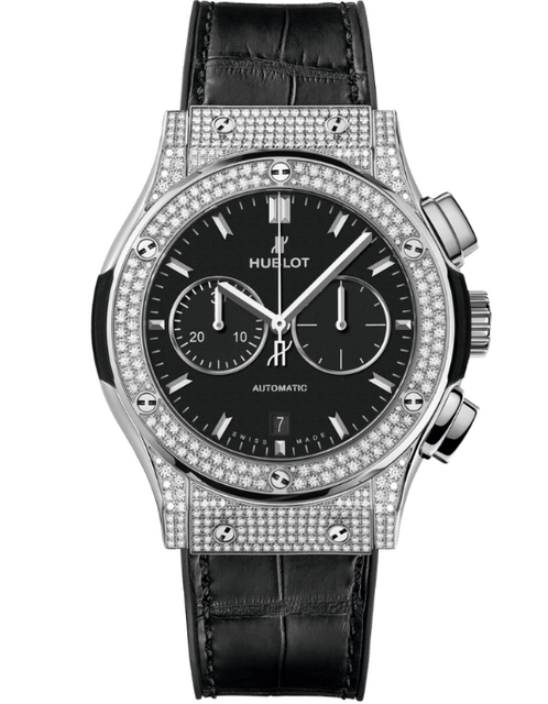 Men's watch / unisex HUBLOT, Classic Fusion Chronograph Titanium Pave / 42mm, SKU: 541.NX.1171.LR.1704 | timeolution.com