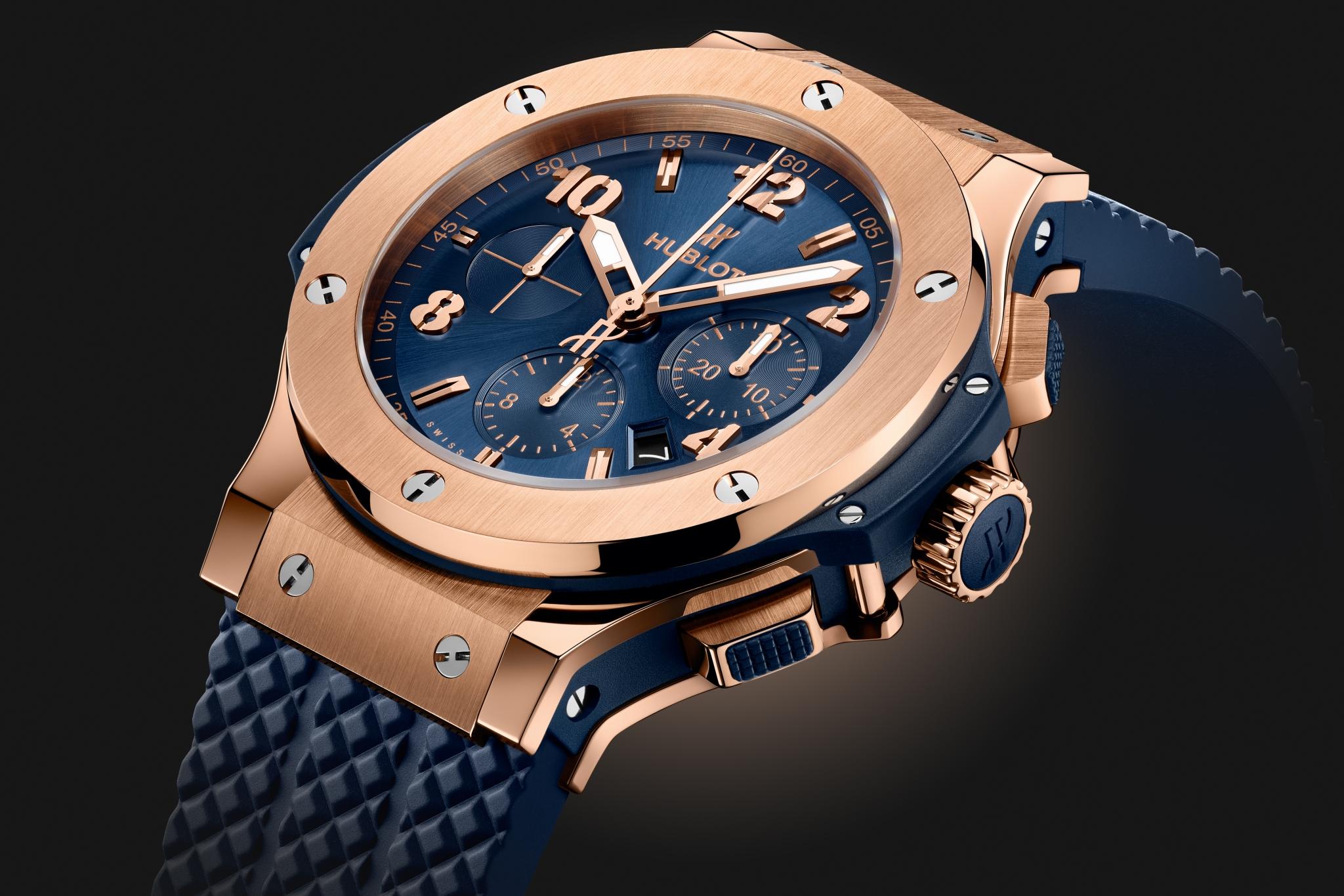 Men's watch / unisex  HUBLOT, Big Bang Original Gold Blue / 44mm, SKU: 301.PX.710.RX | timeolution.com