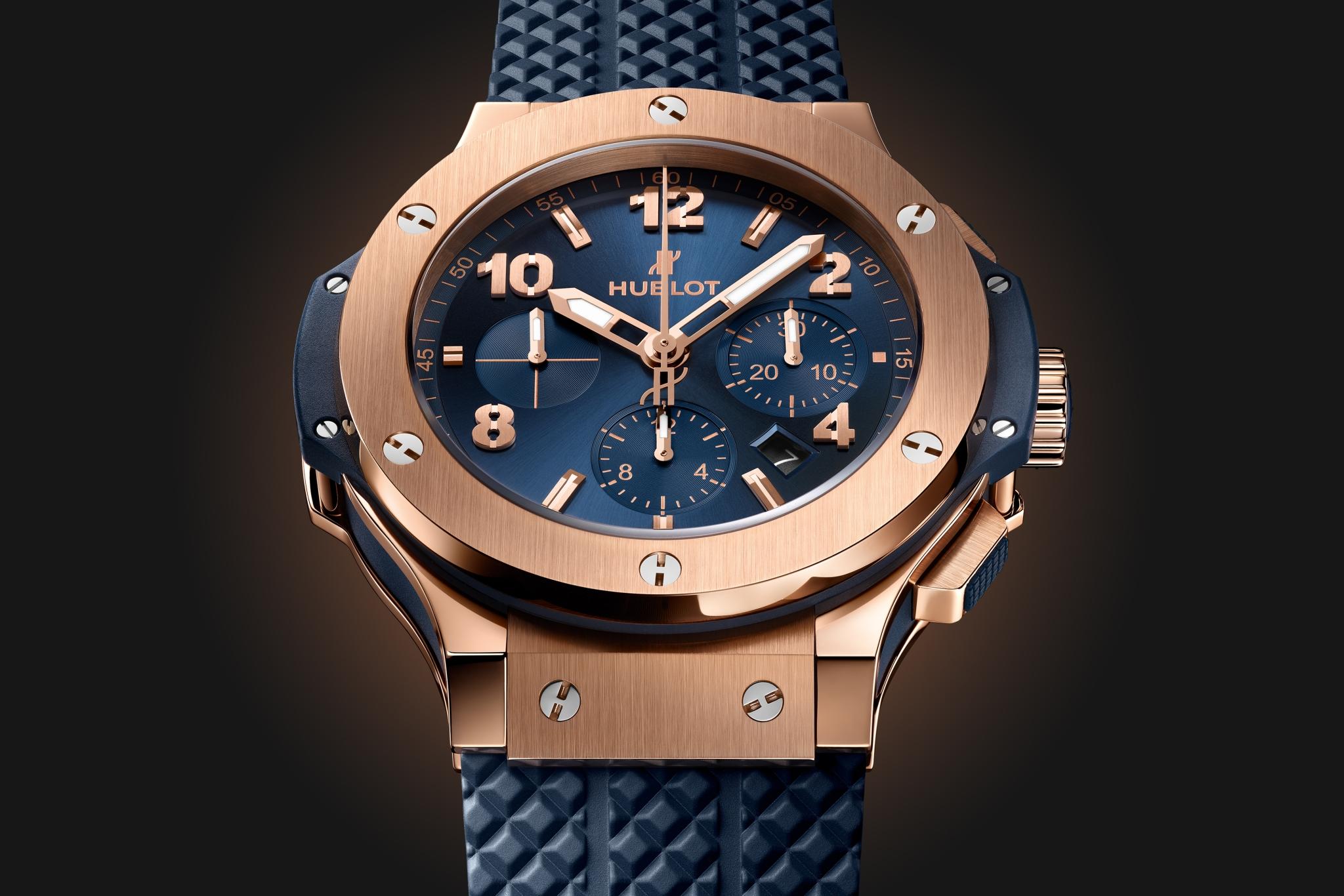 Men's watch / unisex  HUBLOT, Big Bang Original Gold Blue / 44mm, SKU: 301.PX.710.RX | timeolution.com