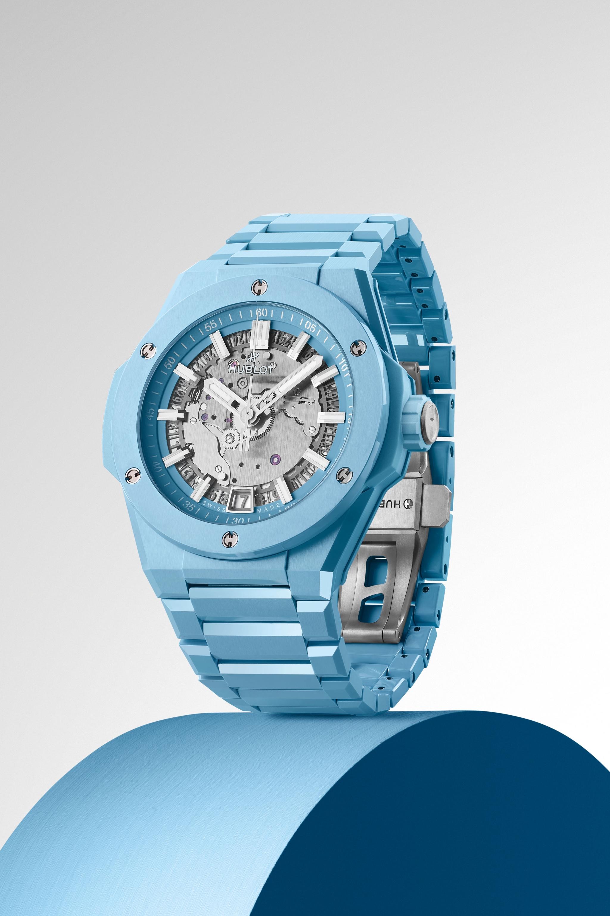 Men's watch / unisex  HUBLOT, Big Bang Integrated Time Only Sky Blue Indigo Ceramic / 40mm, SKU: 456.EX.5120.EX | timeolution.com