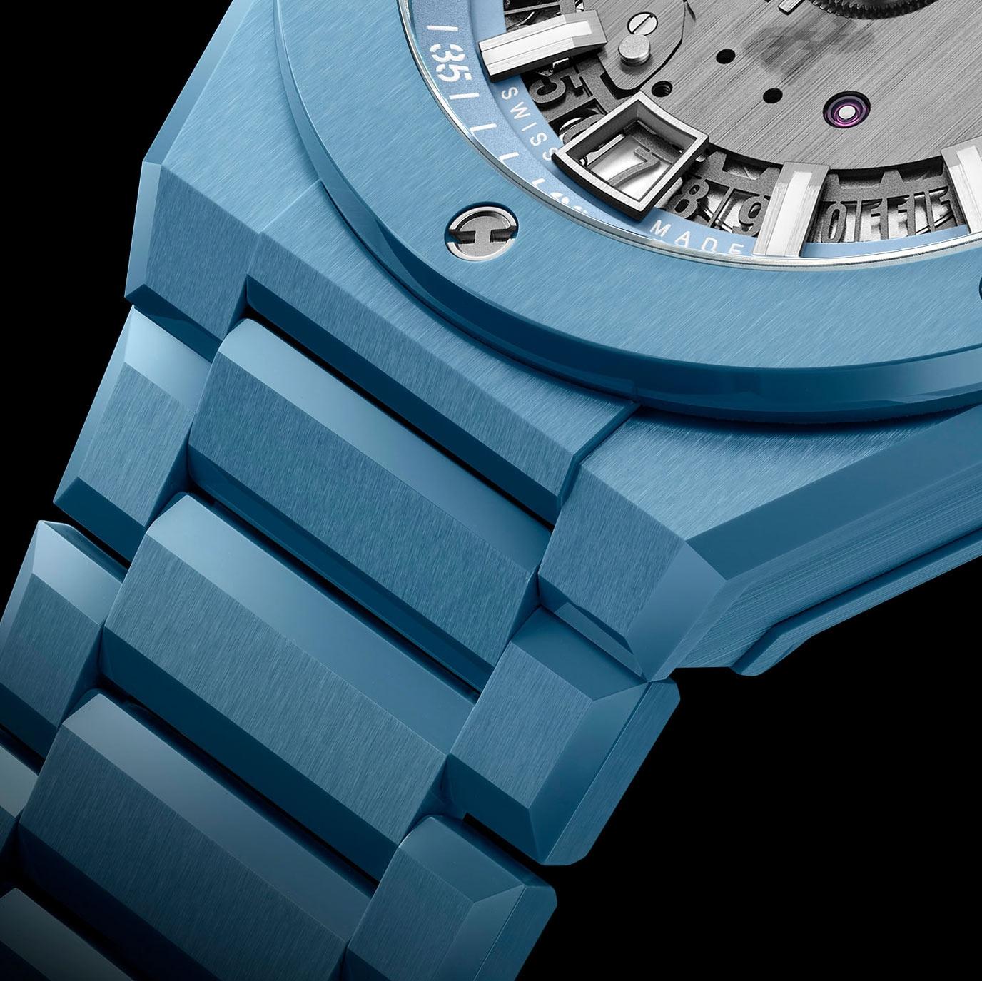 Men's watch / unisex  HUBLOT, Big Bang Integrated Time Only Sky Blue Indigo Ceramic / 40mm, SKU: 456.EX.5120.EX | timeolution.com