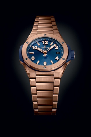 Men's watch / unisex  HUBLOT, Big Bang Integrated Time Only King Gold Blue / 38mm, SKU: 457.OX.7180.OX | timeolution.com