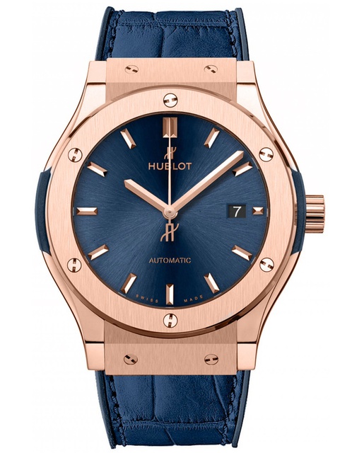 Men's watch / unisex  HUBLOT, Classic Fusion King Gold Blue / 42mm, SKU: 542.OX.7180.LR | timeolution.com