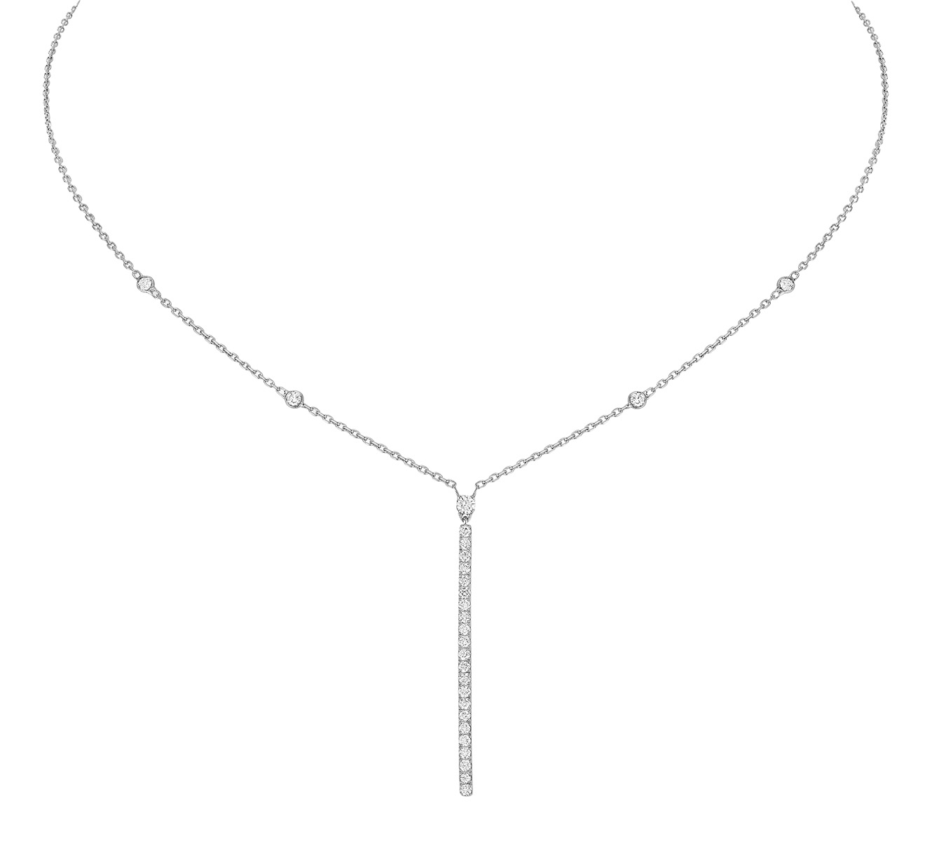 Women Jewellery  MESSIKA, Gatsby Vertical Bar White Gold Diamond Necklace, SKU: 05448-WG | timeolution.com