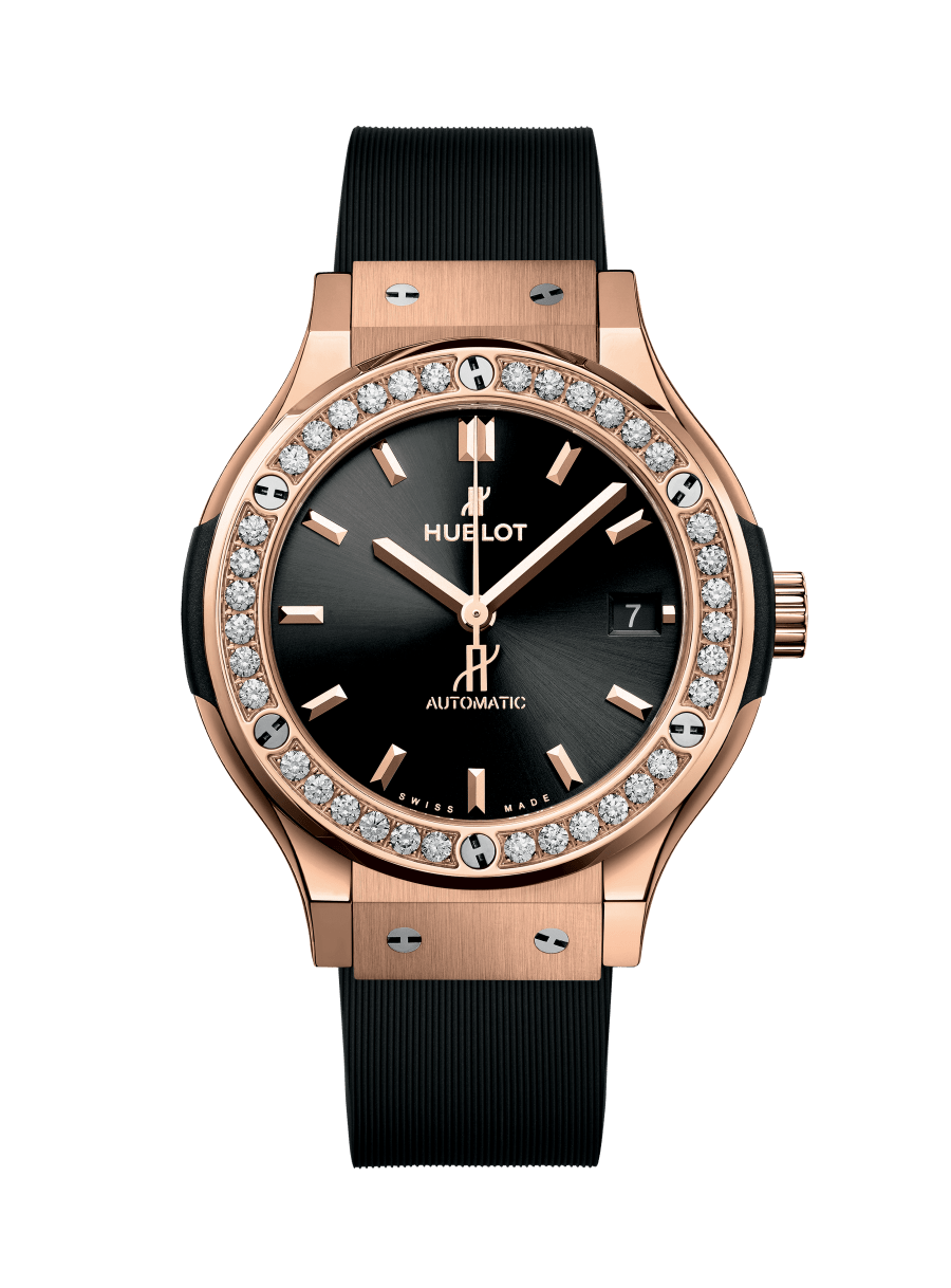 Men's watch / unisex  HUBLOT, Classic Fusion King Gold Diamonds / 38mm, SKU: 565.OX.1480.RX.1204 | timeolution.com