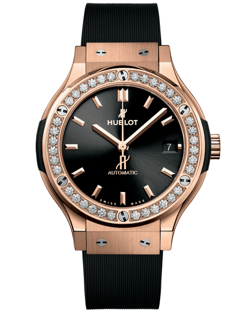 Men's watch / unisex  HUBLOT, Classic Fusion King Gold Diamonds / 38mm, SKU: 565.OX.1480.RX.1204 | timeolution.com