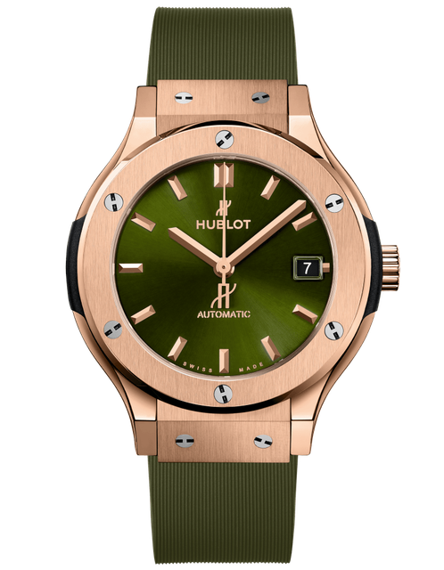 Men's watch / unisex  HUBLOT, Classic Fusion King Gold Green / 38mm, SKU: 565.OX.8980.RX | timeolution.com