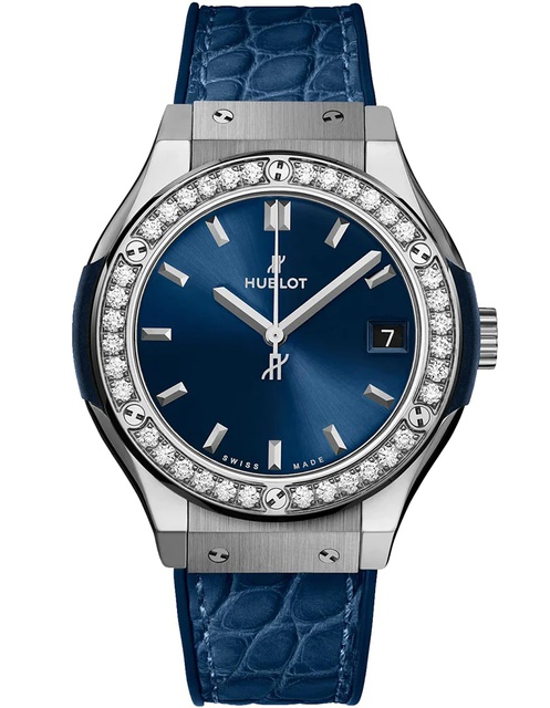 Ladies' watch  HUBLOT, Classic Fusion Titanium Diamonds / 33mm, SKU: 581.NX.7170.LR.1104 | timeolution.com