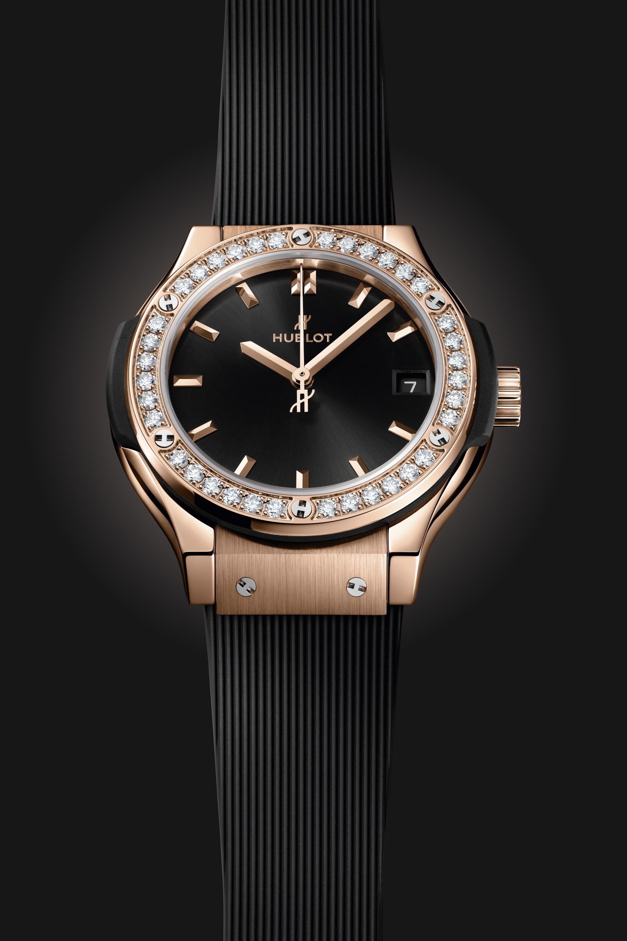 Men's watch / unisex  HUBLOT, Classic Fusion King Gold Diamonds / 33mm, SKU: 581.OX.1480.RX.1104 | timeolution.com