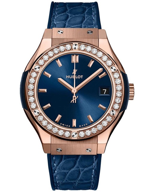 Ladies' watch  HUBLOT, Classic Fusion King Gold Blue / 33mm, SKU: 581.OX.7180.LR.1104 | timeolution.com